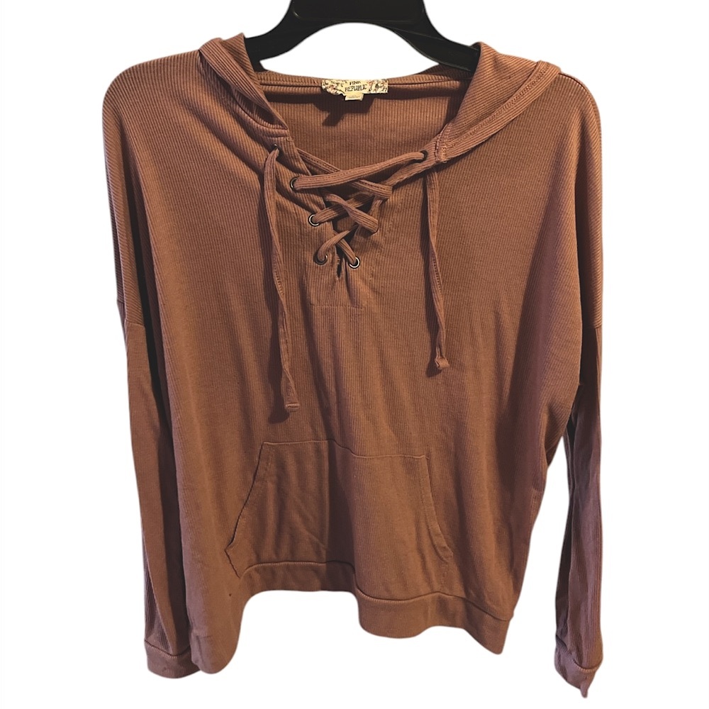Pink Republic Blush Pink Thin Hoodie, Size Women's XL - with tie details